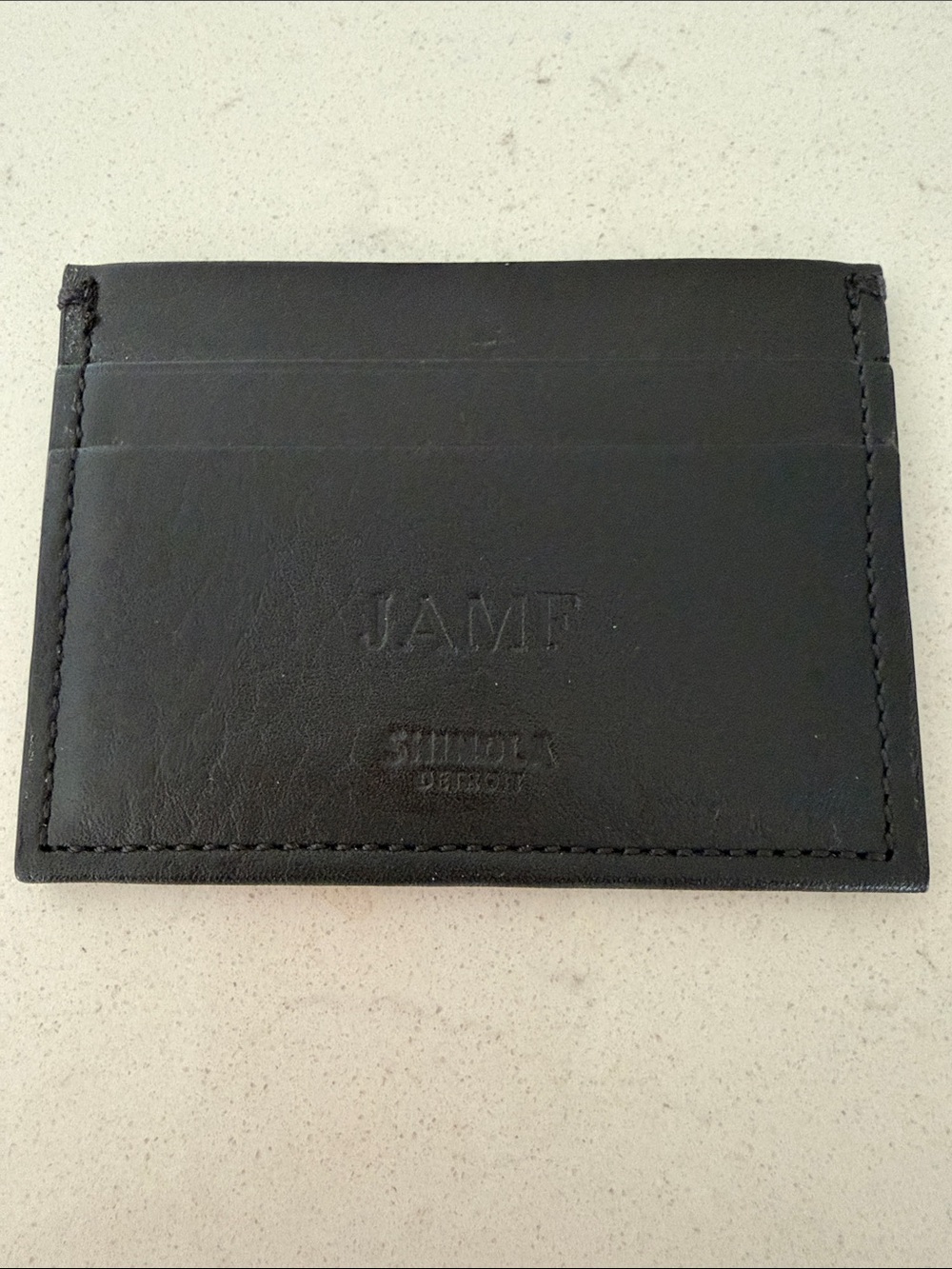 Shinola Detroit Black Leather Card Holder - JAMP Embossed